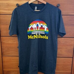 Next Level Apparel Dark Heather "McNichols"  Rainbow Graphic Denver Nuggets Tee